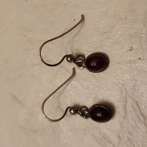 Dark red simulant dangle earrings